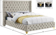 Savan Velvet King Bed Cream - Gate FurnitureKing Bed