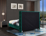 Savan Velvet King Bed Green - Gate FurnitureKing Bed