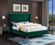 Savan Velvet King Bed Green - Gate FurnitureKing Bed