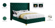 Savan Velvet King Bed Green - Gate FurnitureKing Bed