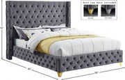 Savan Velvet King Bed Grey - Gate FurnitureKing Bed