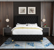 Savan Velvet Queen Bed Black - Gate FurnitureQueen Bed
