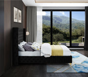 Savan Velvet Queen Bed Black - Gate FurnitureQueen Bed