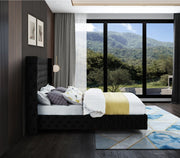 Savan Velvet Queen Bed Black - Gate FurnitureQueen Bed