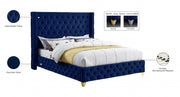 Savan Velvet Queen Bed Blue - Gate FurnitureQueen Bed