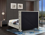 Savan Velvet Queen Bed Cream - Gate FurnitureQueen Bed