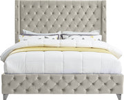 Savan Velvet Queen Bed Cream - Gate FurnitureQueen Bed