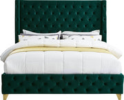 Savan Velvet Queen Bed Green - Gate FurnitureQueen Bed