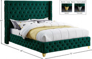 Savan Velvet Queen Bed Green - Gate FurnitureQueen Bed