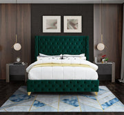 Savan Velvet Queen Bed Green - Gate FurnitureQueen Bed