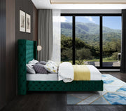 Savan Velvet Queen Bed Green - Gate FurnitureQueen Bed