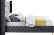 Savan Velvet Queen Bed Grey - Gate FurnitureQueen Bed