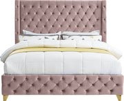 Savan Velvet Queen Bed Pink - Gate FurnitureQueen Bed