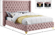 Savan Velvet Queen Bed Pink - Gate FurnitureQueen Bed
