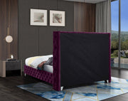 Savan Velvet Queen Bed Purple - Gate FurnitureQueen Bed
