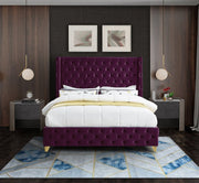 Savan Velvet Queen Bed Purple - Gate FurnitureQueen Bed