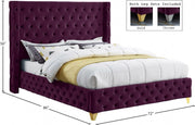Savan Velvet Queen Bed Purple - Gate FurnitureQueen Bed