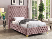 Savan Velvet Twin Bed Pink - Gate FurnitureTwin Bed