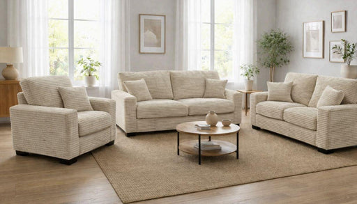 Savannah - Beige Upholstered Sofa with Throw Pillows Included - L408-S