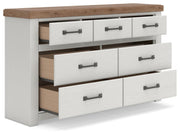 Savonport Full Panel Bed and Dresser in White/Brown - PKG025554
