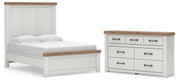 Savonport Full Panel Bed and Dresser in White/Brown - PKG025554