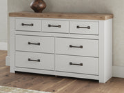 Savonport Full Panel Bed and Dresser in White/Brown - PKG025554