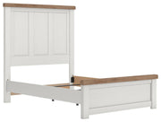 Savonport Full Panel Bed, Chest and Nightstand in White/Brown - PKG025550
