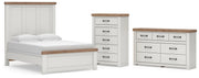 Savonport Full Panel Bed, Dresser and Chest in White/Brown - PKG025549