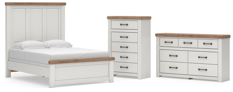Savonport Full Panel Bed, Dresser and Chest in White/Brown - PKG025549