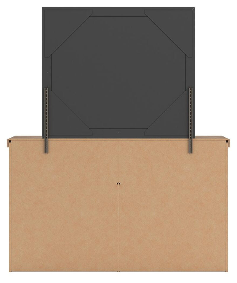 Savonport Full Panel Bed, Dresser and Mirror in White/Brown - PKG025548