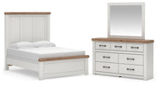 Savonport Full Panel Bed, Dresser and Mirror in White/Brown - PKG025548