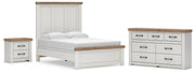 Savonport Full Panel Bed, Dresser and Nightstand in White/Brown - PKG025555