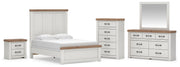 Savonport Full Panel Bed, Dresser, Mirror, Chest and Nightstand in White/Brown - PKG025553