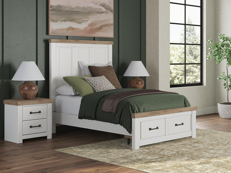 Savonport Full Panel Storage Bed and Dresser in White/Brown - PKG025578