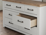 Savonport Full Panel Storage Bed and Dresser in White/Brown - PKG025578