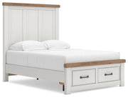 Savonport Full Panel Storage Bed and Dresser in White/Brown - PKG025578