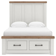 Savonport Full Panel Storage Bed and Dresser in White/Brown - PKG025578