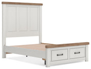 Savonport Full Panel Storage Bed, Chest and Nightstand in White/Brown - PKG025574