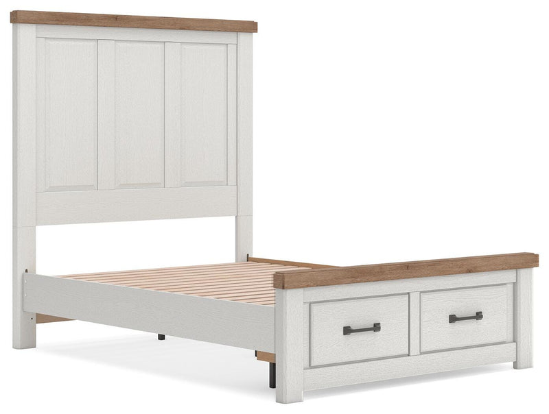 Savonport Full Panel Storage Bed, Chest and Nightstand in White/Brown - PKG025574