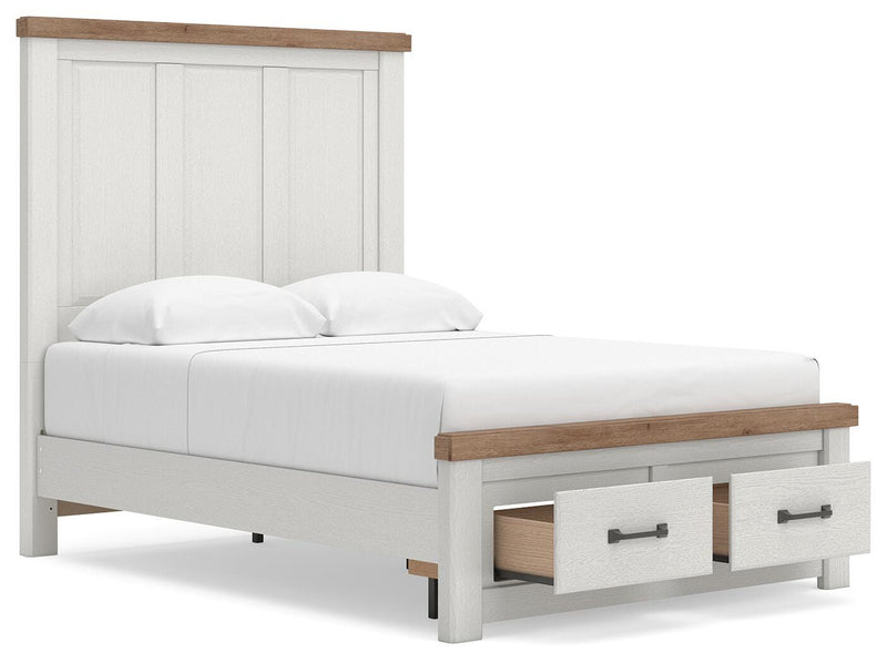 Savonport Full Panel Storage Bed, Chest and Nightstand in White/Brown - PKG025574