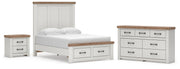 Savonport Full Panel Storage Bed, Dresser and Nightstand in White/Brown - PKG025579