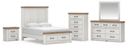 Savonport Full Panel Storage Bed, Dresser, Mirror, Chest and Nightstand in White/Brown - PKG025577