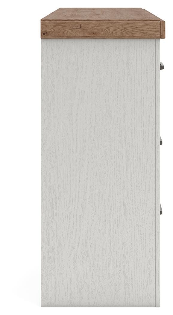 Savonport King Panel Bed and Dresser in White/Brown - PKG025307