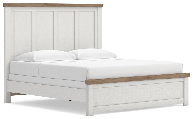 Savonport King Panel Bed, Chest and Nightstand in White/Brown - PKG025303
