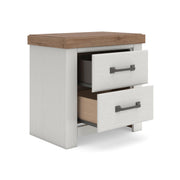 Savonport King Panel Bed, Dresser and Nightstand in White/Brown - PKG025308