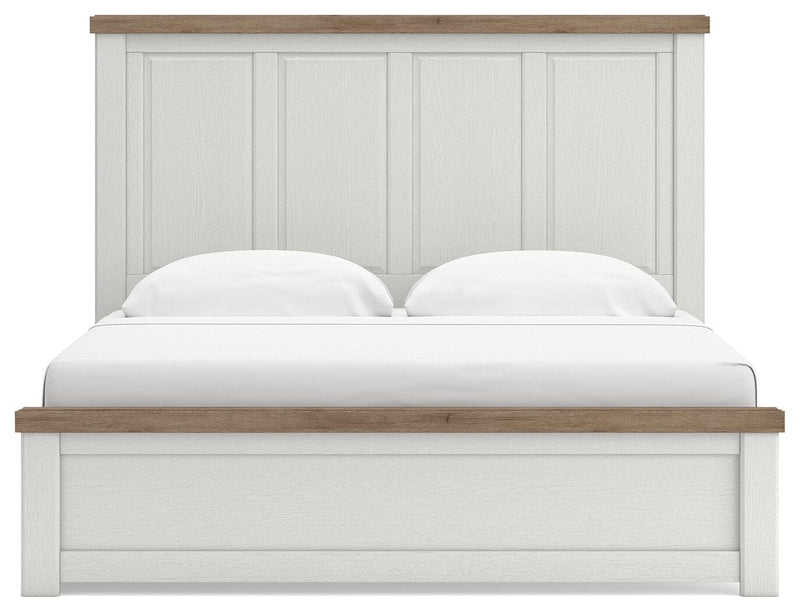 Savonport King Panel Bed with Storage, Chest and Nightstand in White/Brown - PKG025404