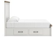 Savonport King Panel Bed with Storage, Chest and Nightstand in White/Brown - PKG025404
