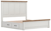 Savonport King Panel Bed with Storage, Chest and Nightstand in White/Brown - PKG025518