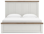 Savonport King Panel Bed with Storage, Dresser and Mirror in White/Brown - PKG025402