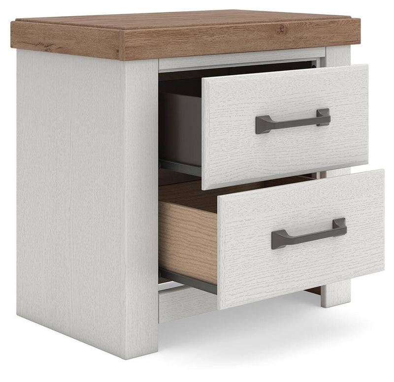 Savonport King Panel Bed with Storage, Dresser and Nightstand in White/Brown - PKG025409